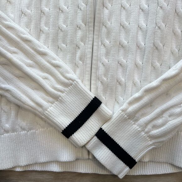 Lauren Ralph Lauren Cable Knit White Zip Up Women's-Size L - Picture 4 of 7
